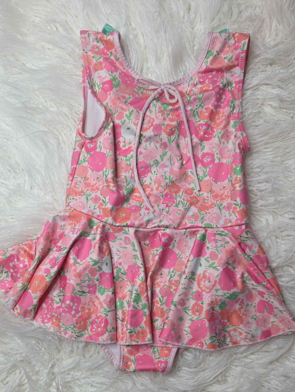 Girls White Floral Ballet Leotard with Skirt Sz 8